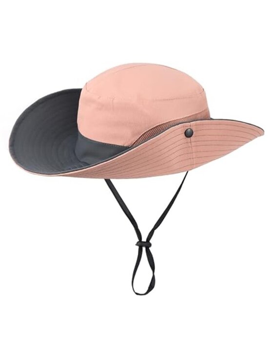 2 Pcs Women\'s UV-Protection Foldable Hats Mesh Wide Brim Hat with Ponytail Hole main image 6
